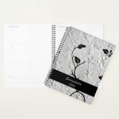 Personalisierte Abstrakte Schwarz-Weiß-Florals Planer (Anzeige)