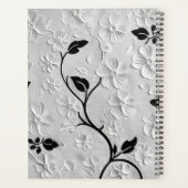 Personalisierte Abstrakte Schwarz-Weiß-Florals Planer (Rückseite)