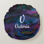 Personalisierte abstrakte Smokey-Püree-Farbe Rundes Kissen (Vorderseite)