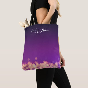 Personalisierte Abstrakte Typografie Lila Lights Tasche