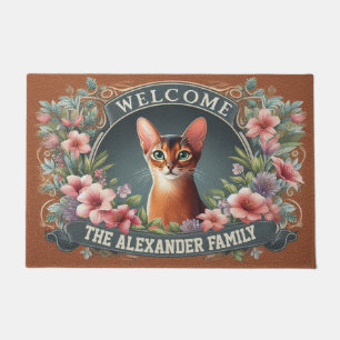Personalisierte abyssinian Cat Floral Stilvolle Be Fußmatte