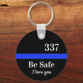 Personalisierte Abzeichen Nummer Thin Blue Line Po Schlüsselanhänger (Vorderseite)