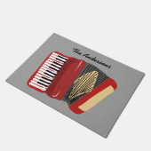 Personalisierte Accordion Spieler rot und grau Fußmatte (Schrägansicht)