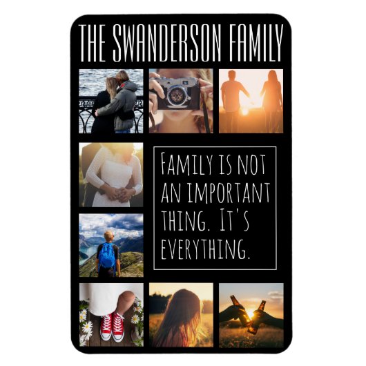 Personalisierte Acht-Rahmen-Collage schwarz Magnet (Vertikal)