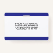 Personalisierte ADA Card Service Dog Foto ID Ausweis (Rückseite)