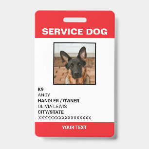 Personalisierte ADA Card Service Dog Foto ID Ausweis