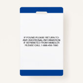 Personalisierte ADA Card Service Dog Foto ID Ausweis (Rückseite)