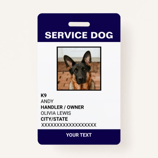 Personalisierte ADA Card Service Dog Foto ID Ausweis (Vorderseite)