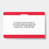 Personalisierte ADA Card Service Dog Foto ID Ausweis (Rückseite)