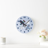 Personalisierte Adable-Flugzeuge Kinderzimmer-Uhr Runde Wanduhr (Zuhause)