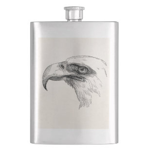 Personalisierte Adler mit Vintage-Motiv eines Weiß Flachmann