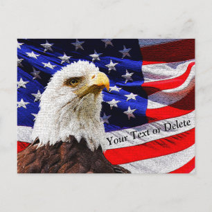 Personalisierte Adler- und Flaggen-patriotische Po Postkarte