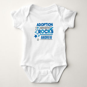 Personalisierte Adoption Rocks Blue Gray Baby Strampler