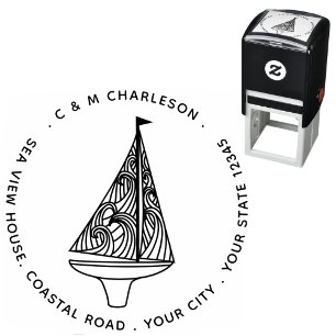 Personalisierte Adresse des Segelbootes Permastempel
