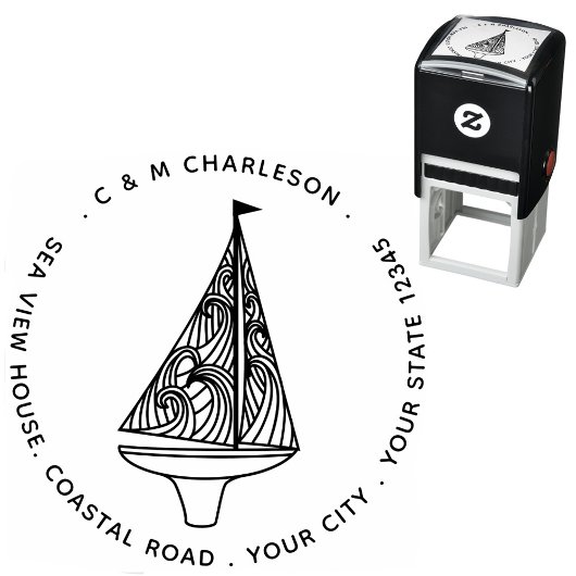 Personalisierte Adresse des Segelbootes Permastempel