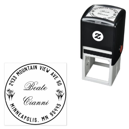 Personalisierte Adresse Stempel mit Tulpen (Beispiel)