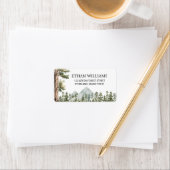 Personalisierte Adresse Wasserfarbe Grüner Wald Adressaufkleber (Insitu)