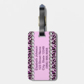 Personalisierte Adressen-lila Leopard-Glitzer Gepäckanhänger (Rückseite vertikal)
