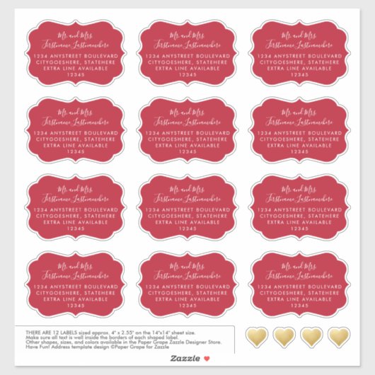 Personalisierte Adresslisten Rot Aufkleber (Blatt)