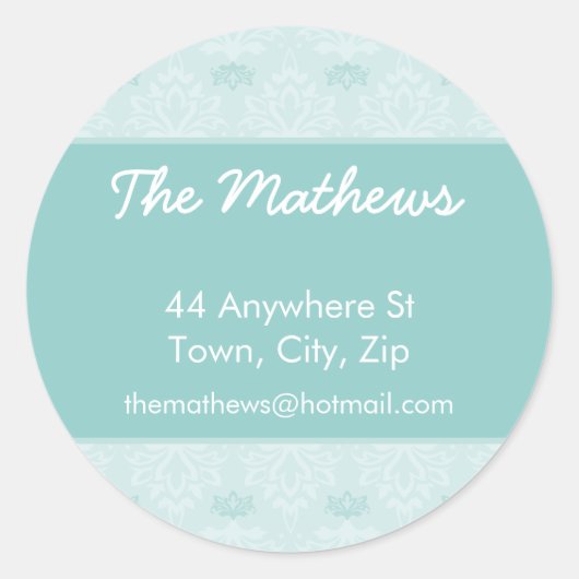 PERSONALISIERTE ADRESSSTECKER: hübsch 6 Runder Aufkleber (Vorderseite)