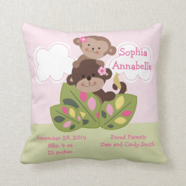 Personalisierte "Affen-Girl-Schwestern" Keepake-Pi Kissen
