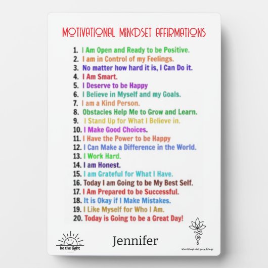 Personalisierte Affirmations Plaque Fotoplatte (Vorderseite)