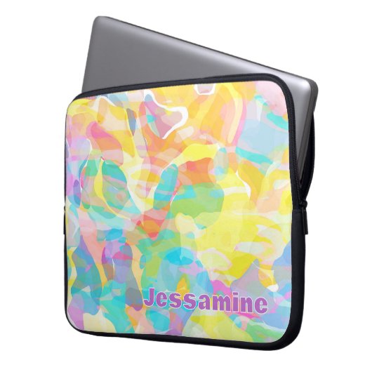 Personalisierte affodische Gelbe Pastel Abstrakt Laptopschutzhülle (Vorderseite Links)