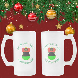 Personalisierte Afrika-Diaspora-Engel-Weihnachtsfl Mattglas Bierglas