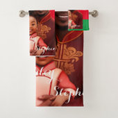 Personalisierte afrikanische Familie, schwarze Ges Badhandtuch Set (Insitu)