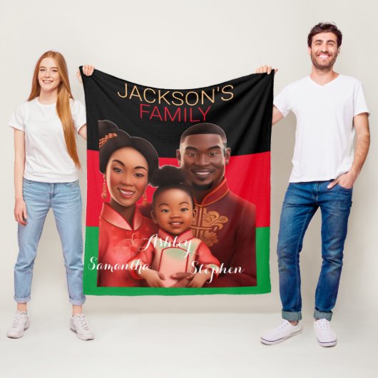 Personalisierte afrikanische Familie, schwarze Ges Fleecedecke (Beispiel)