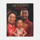 Personalisierte afrikanische Familie, schwarze Ges Fleecedecke (Vorderseite)