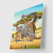 Personalisierte afrikanische Tiere Quadratische Wanduhr (Winkel)