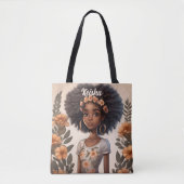 Personalisierte Afroamerikanerin Tote Tag Tasche (Vorderseite)