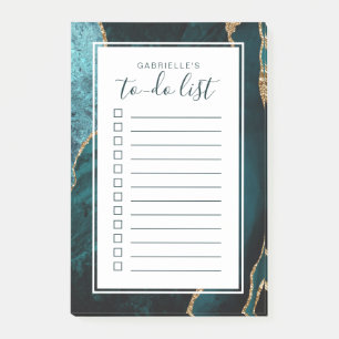 Personalisierte Agate Geode Aquamarines blaues Gol Post-it Klebezettel