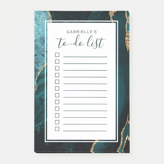 Personalisierte Agate Geode Aquamarines blaues Gol Post-it Klebezettel (Vorderseite)