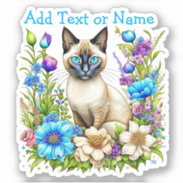 Personalisierte Ai Watercolor Siamese Katze in Blu Aufkleber