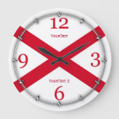 Personalisierte Alabama-Staatsflagge Große Wanduhr (Vorderseite)
