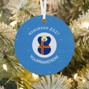 Personalisierte Ålander-Engel-Hanukkah-Flagge Ornament Aus Metall
