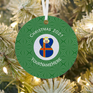 Personalisierte Ålander-Engel-Weihnachtsflagge Ornament Aus Metall