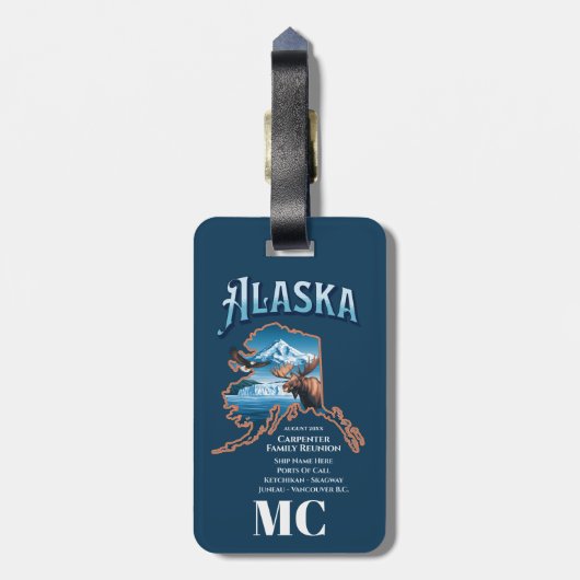 Personalisierte Alaska Cruise Vacacation Wiederseh Gepäckanhänger (Rückseite vertikal)