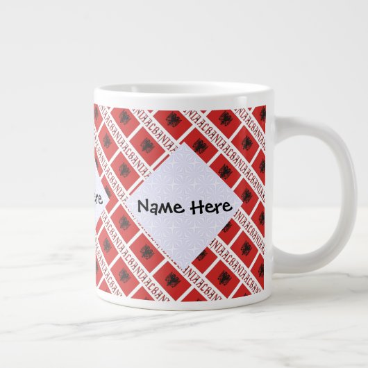 Personalisierte albanische Flagge Jumbo-Tasse (Rechts)