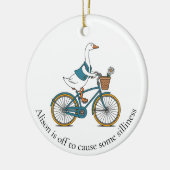Personalisierte Alberne Gänse auf dem Bike Keramik Ornament (Links)