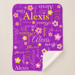 Personalisierte Alexis-Blume und Namenstext Sherpadecke