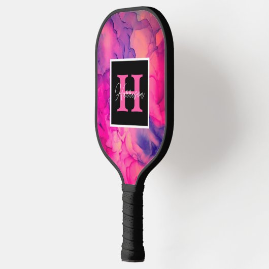 Personalisierte Alkoholtinte Monogramm Pickleball Schläger (Links)