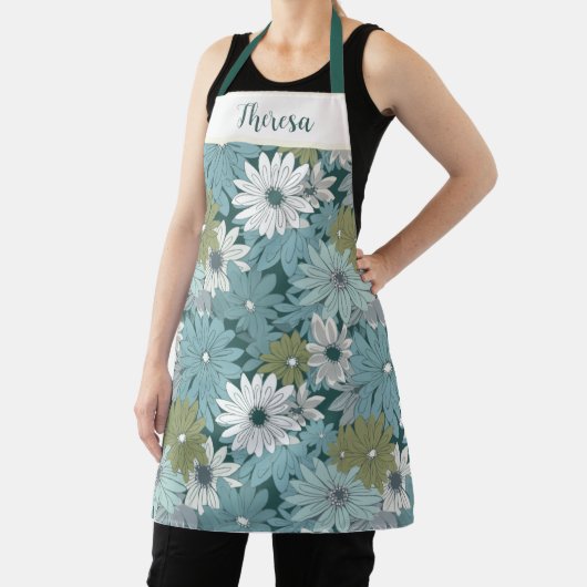 Personalisierte All-over-Print Blue Daisy-Schürze, Schürze (InSitu)