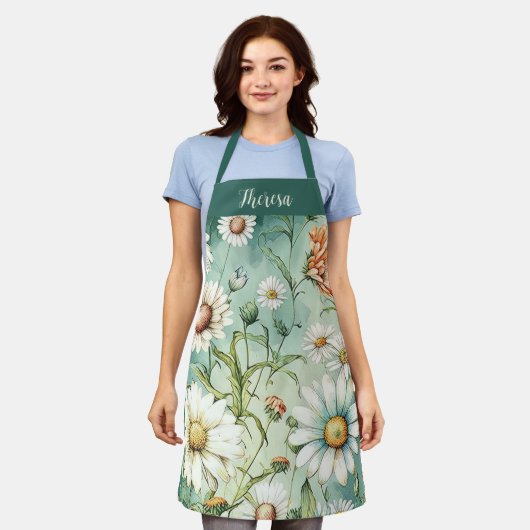 Personalisierte All-over-Print-Schürze, Daisy-Schü Schürze (Getragen)