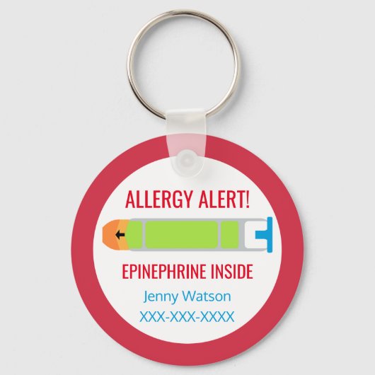 Personalisierte Allergie bei Kindern Epinephrine R Schlüsselanhänger (Vorderseite)