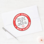 Personalisierte Allergiker Warnkinder Runder Aufkleber (Umschlag)