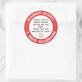 Personalisierte Allergiker Warnkinder Runder Aufkleber (Tasche)