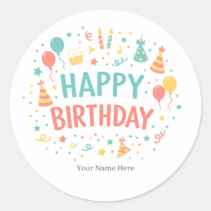 Personalisierte Alles Gute zum Geburtstag Individu Runder Aufkleber